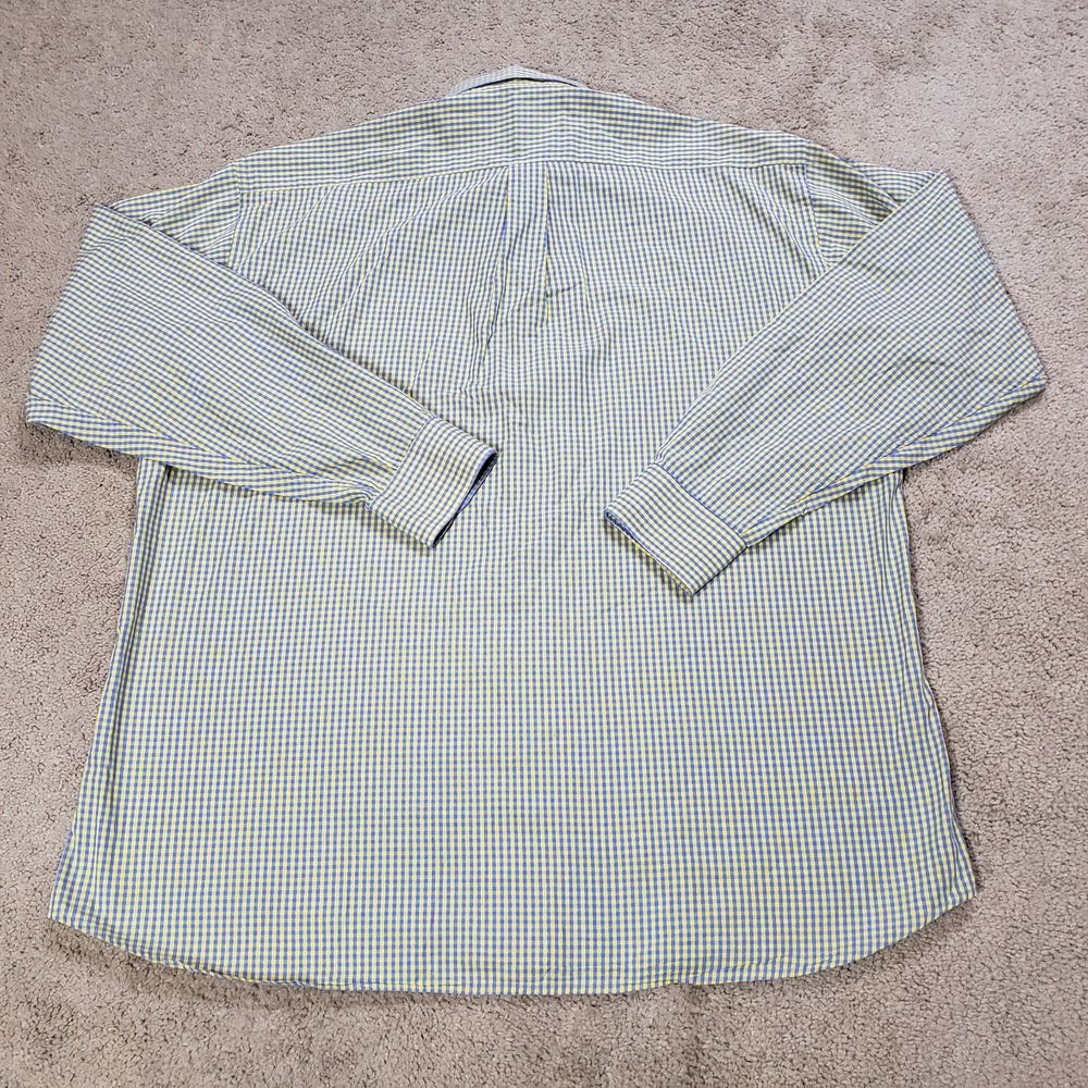 Gitman Bros Shirt Men Large Yellow Blue Micro Check Long Sleeve USA Casual - Picture 4 of 11